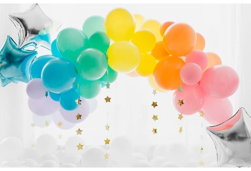 diy rainbow balloon arch