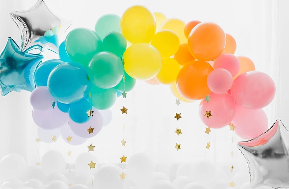 diy rainbow balloon arch