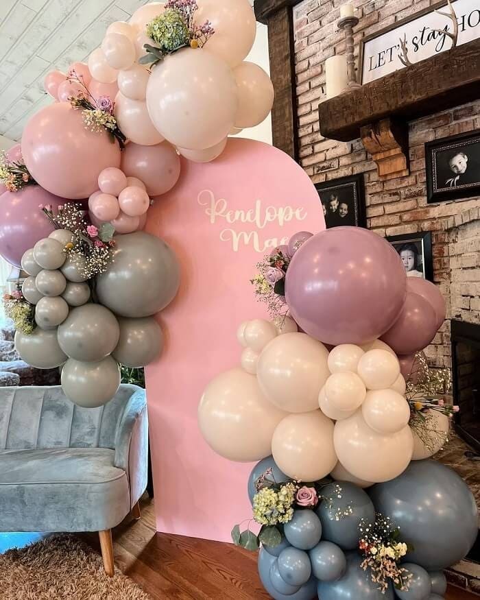 Pastel Balloon Decoration for baby girl