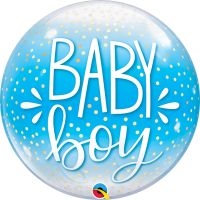 Bubble 22" Baby Boy Blue and Confetti Dots Balloon