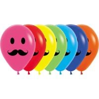 11" Smiley Face Mustache Assortment (50pcs) Balloons