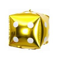 12" 3D Casino Dice Gold Balloon