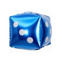 12" 3D Casino Dice Blue Balloon