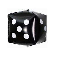 12" 3D Casino Dice Black Balloon