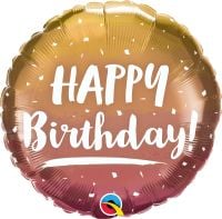 18" Birthday Gold and Rose Gold Ombre (non-packaged) Balloon