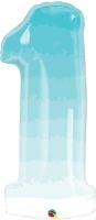 34" Blue Ombre Number 1 Balloon