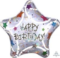 Jumbo Holographic Happy Birthday Stars Balloon