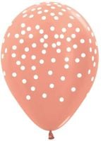 11" White Confetti Metallic Rose Gold (50pcs) Balloons