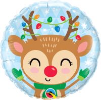 18" Reindeer and Colored Lights (non-packaged) Balloon