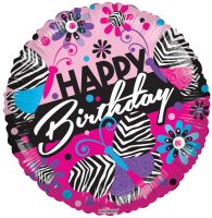 18" Zebra Pattern Birthday Balloon