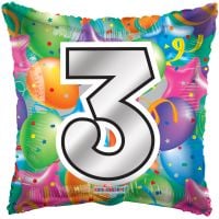 18" Number 3 Square Balloon