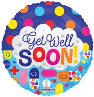18" Get Well Dots And Meds Balloon