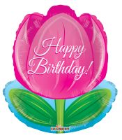 18" Happy Birthday Tulip Shape Balloon