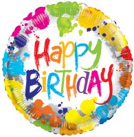 18" Happy Birthday Colorful Spots Balloon