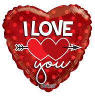 18" Two Hearts On Red Balloon