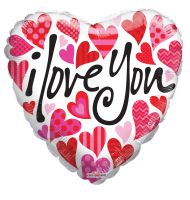 18" Many Hearts On White Balloon