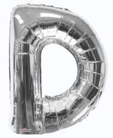 34" Silver Letter D Balloon
