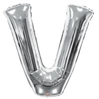 34" Silver Letter V Balloon