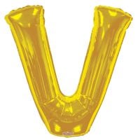 34" Gold Letter V Balloon