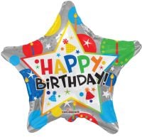 18" Birthday Silver Star Balloon