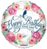 18" Birthday Watercolored Flowers Balloon