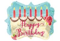 18" Birthday Cake On Marquee Shape Balloon