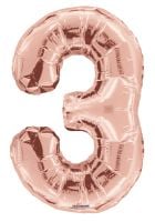 34" Rose Gold Number 3 Balloon