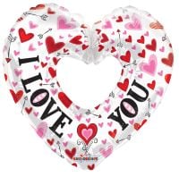 09" I Love You White Heart With Hole Balloon