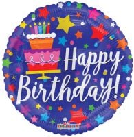 18" Birthday Cake & Stars Balloon