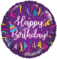 18" Bday Streamers Balloon