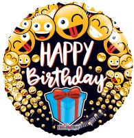 18" Birthday Smilies & Present Balloon