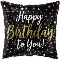 18" Birthday Black Square Balloon