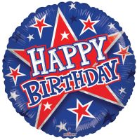 18" Birthday Red & Blue Stars Balloon