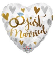 18" Just Married Rings Balloon