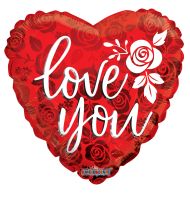18" Love You Rose Pattern Balloon