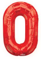 34" Red Shape Number 0 Balloon