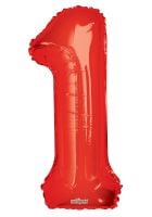 34" Red Shape Number 1 Balloon