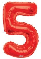 34" Red Shape Number 5 Balloon