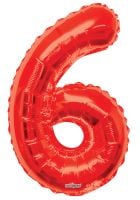 34" Red Shape Number 6 Balloon