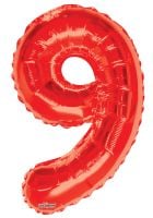 34" Red Shape Number 9 Balloon
