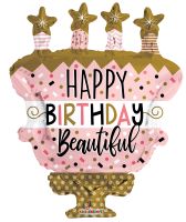 36" Birthday Cake With Stars Shape Balloon