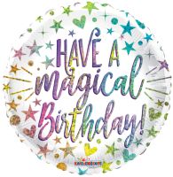 18" Holographic Have A Magical Bday Rainbow Balloon