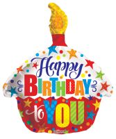 18" Happy Bday To You Cupcake Balloon