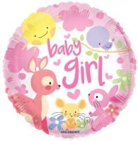 18" Baby Girl Animals Balloon