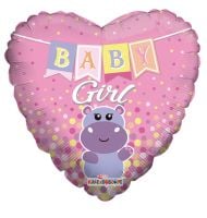 18" Baby Girl Hippo Balloon