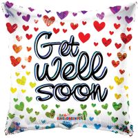 09" Holographic Get Well Hearts Balloon