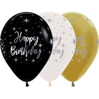 11" Happy Birthday Radiant Metallic & Crystal Assortment (50pcs) Balloons
