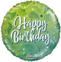 18" Birthday Green Motifs Balloon
