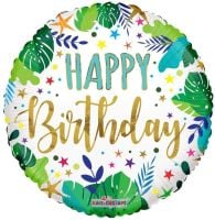 18" Birthday Jungle Leaves Balloon