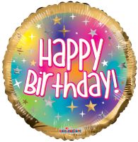 17" Birthday! Gold and Multicolor Balloon